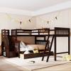 Hlcodca Modern L-Shaped Triple Bed, Twin Over Full Bunk Bed with Storage Staircase and 3 Drawers, Loft Bed Frame with Ladder and Safety Guardrail for Aldults Teens Kids, Maximized Space (Espresso-03) view 1