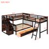 Hlcodca Modern L-Shaped Triple Bed, Twin Over Full Bunk Bed with Storage Staircase and 3 Drawers, Loft Bed Frame with Ladder and Safety Guardrail for Aldults Teens Kids, Maximized Space (Espresso-03) view 2