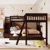 Hlcodca Modern L-Shaped Triple Bed, Twin Over Full Bunk Bed with Storage Staircase and 3 Drawers, Loft Bed Frame with Ladder and Safety Guardrail for Aldults Teens Kids, Maximized Space (Espresso-03) view 3