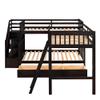 Hlcodca Modern L-Shaped Triple Bed, Twin Over Full Bunk Bed with Storage Staircase and 3 Drawers, Loft Bed Frame with Ladder and Safety Guardrail for Aldults Teens Kids, Maximized Space (Espresso-03) view 4
