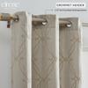 Threadmade Palmetto Lattice Embroidered Blackout Window Curtain Panel, Set of 2, Natural - 37" W x 84" L view 2