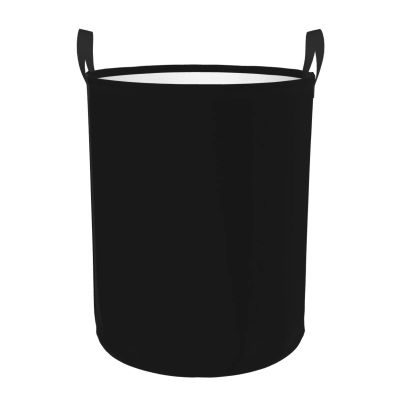 Black Laundry Hamper with Durable Handle Waterproof Foldable Laundry Basket Round Dirty Clothes Organizer Storage Basket for Home Bathroom Office Nursery