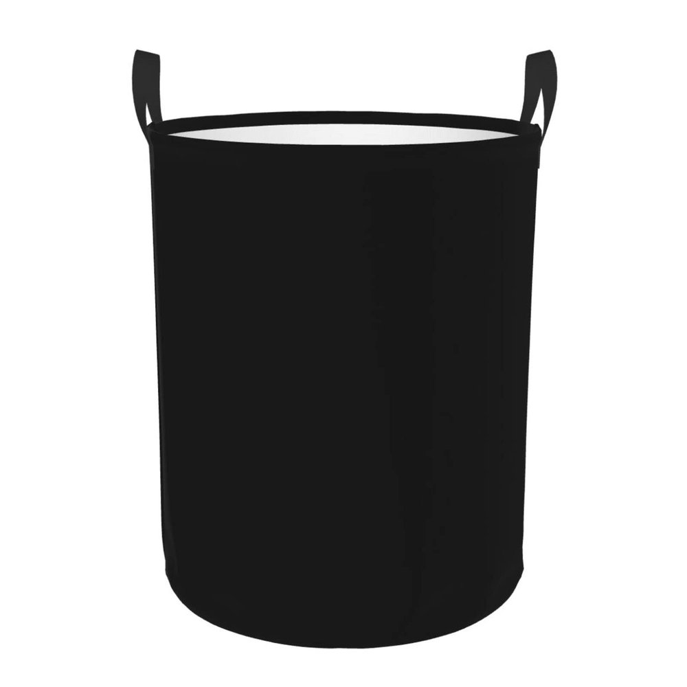 Black Laundry Hamper with Durable Handle Waterproof Foldable Laundry Basket Round Dirty Clothes Organizer Storage Basket for Home Bathroom Office Nursery