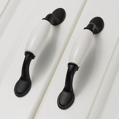 Drawer ceramic bow type handle,Door handle vintage White Cabinet Handles Ceramic Bow Handles Drawer Pull Handles Cupboard Ceramic Handle for Furniture Knob Handle Dresser Cabinet Door 2 Pack (Hole Pit