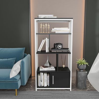 Decorotika Valero Freestanding Etagere Bookcase Bookshelf for Living Room, Bed Room, Home Office (White Black)
