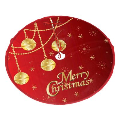 Yssammns Christmas Tree Skirt, Merry Christmas in Red & Gold Ornaments Xmas Plush Tree Skirt Xmas Tree Ornaments for Xmas Holiday Party Decorations 48"