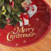 Yssammns Christmas Tree Skirt, Merry Christmas in Red & Gold Ornaments Xmas Plush Tree Skirt Xmas Tree Ornaments for Xmas Holiday Party Decorations 48" view 2