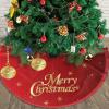 Yssammns Christmas Tree Skirt, Merry Christmas in Red & Gold Ornaments Xmas Plush Tree Skirt Xmas Tree Ornaments for Xmas Holiday Party Decorations 48" view 3