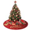Yssammns Christmas Tree Skirt, Merry Christmas in Red & Gold Ornaments Xmas Plush Tree Skirt Xmas Tree Ornaments for Xmas Holiday Party Decorations 48" view 4