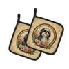 Caroline's Treasures Shih Tzu and Flowers Pair of Pot Holders Kitchen Heat Resistant Pot Holders Sets Oven Hot Pads for Cooking Baking BBQ, 7 1/2 x 7 1/2 view 1