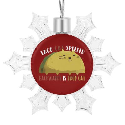 Backwards is Taco Cat Snowflakes Ornaments for Christmas Tree Decoration Glittered Snowflakes Hanging Pendants