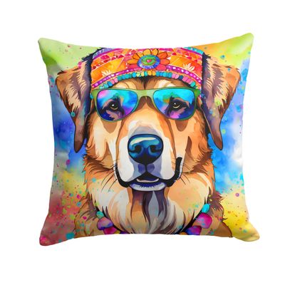 Caroline's Treasures DAC2580PW1818 Hippie Dawg Fabric Decorative Pillow Machine Washable, Indoor Outdoor Decorative Pillow for Couch, Bed or Patio, 18Hx18W