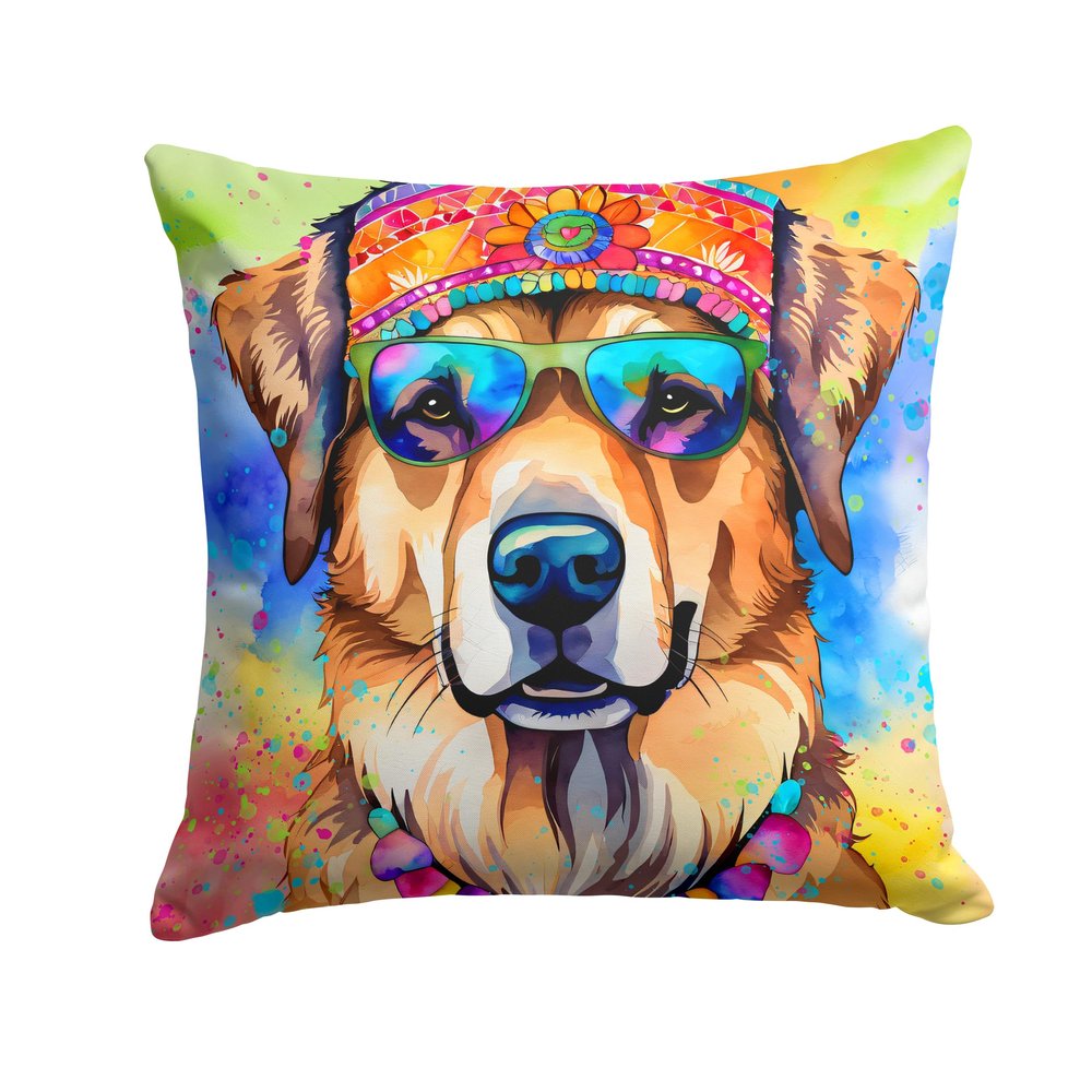 Caroline's Treasures DAC2580PW1818 Hippie Dawg Fabric Decorative Pillow Machine Washable, Indoor Outdoor Decorative Pillow for Couch, Bed or Patio, 18Hx18W