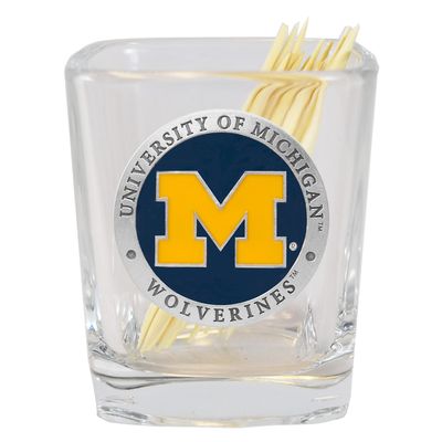 Heritage Pewter University of Michigan Toothpick Holder | Hand-Sculpted 1.5 Ounce Glass | Intricately Crafted Metal Pewter Alma Mater Inlay