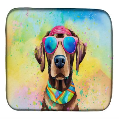 Caroline's Treasures DAC2527DDM Chocolate Labrador Hippie Dawg Dish Drying Mat Absorbent Dish Drying Mat Pad for Kitchen Counter Dish Drainer Mat for Countertop, 14 x 21", Multicolor