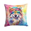 Caroline's Treasures DAC2519PW1818 Keeshond Hippie Dawg Fabric Decorative Pillow Machine Washable, Indoor Outdoor Decorative Pillow for Couch, Bed or Patio, 18Hx18W view 1