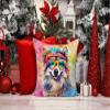 Caroline's Treasures DAC2519PW1818 Keeshond Hippie Dawg Fabric Decorative Pillow Machine Washable, Indoor Outdoor Decorative Pillow for Couch, Bed or Patio, 18Hx18W view 2