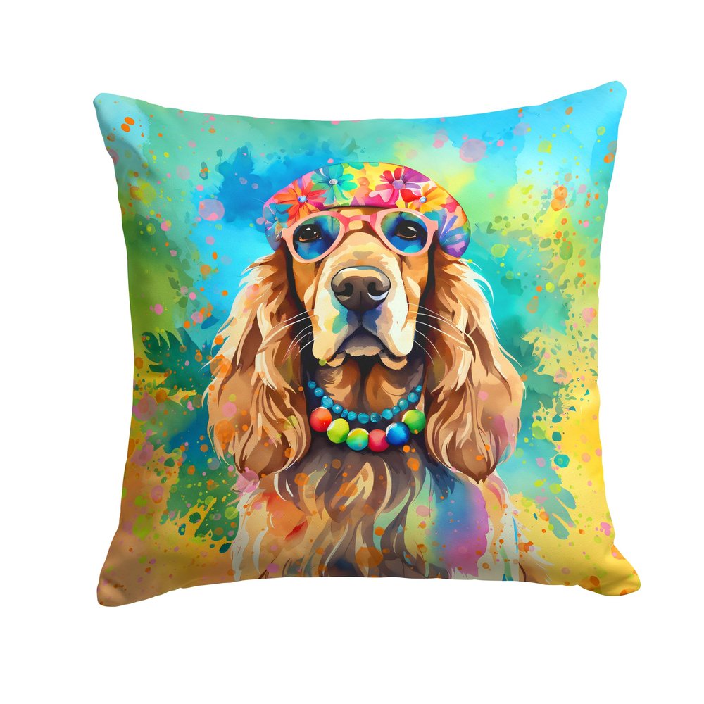 Caroline's Treasures DAC2493PW1818 Cocker Spaniel Hippie Dawg Fabric Decorative Pillow Machine Washable, Indoor Outdoor Decorative Pillow for Couch, Bed or Patio, 18Hx18W