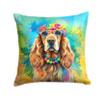 Caroline's Treasures DAC2493PW1818 Cocker Spaniel Hippie Dawg Fabric Decorative Pillow Machine Washable, Indoor Outdoor Decorative Pillow for Couch, Bed or Patio, 18Hx18W view 1