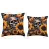 Halloween Pumpkin Skull Fall Design Skull Fall Pumpkin Halloween Sunflowers Skeleton Costume Throw Pillow, 18x18, Multicolor view 3