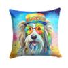 Caroline's Treasures DAC2457PW1414 Bearded Collie Hippie Dawg Fabric Decorative Pillow Machine Washable, Indoor Outdoor Decorative Pillow for Couch, Bed or Patio, 14Hx14W view 1