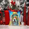 Caroline's Treasures DAC2457PW1414 Bearded Collie Hippie Dawg Fabric Decorative Pillow Machine Washable, Indoor Outdoor Decorative Pillow for Couch, Bed or Patio, 14Hx14W view 2
