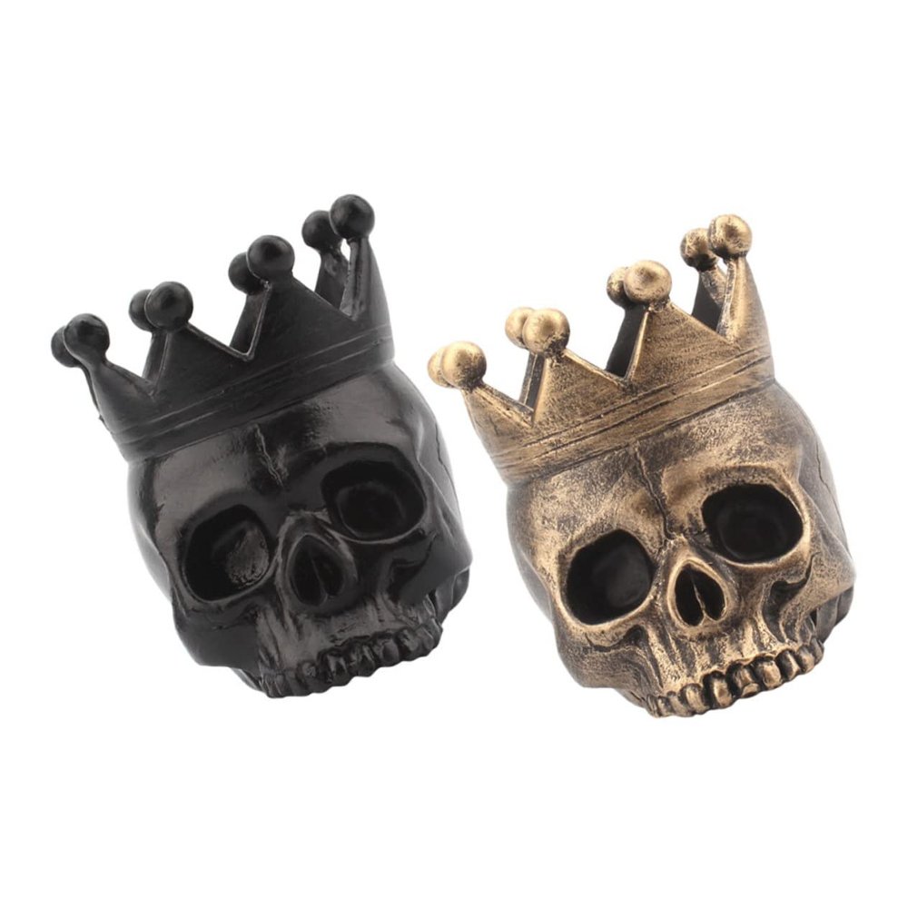 Garneck 2pcs Crown Skull Candle Holder Tealight Stand Skull Tealight Holder Halloween Holder Candle Holders Halloween Decorations Crown Decor Props Desktop Resin