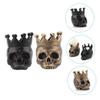 Garneck 2pcs Crown Skull Candle Holder Tealight Stand Skull Tealight Holder Halloween Holder Candle Holders Halloween Decorations Crown Decor Props Desktop Resin view 3