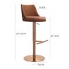 Tov Furniture Reagan Upholstered Stainless Steel Adjustable Stool Cafe Au Lait Brushed, Stainless Steel Finish Faux Leather, Fabric Foam, Fabric view 3