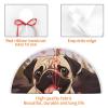 Cute Pug Christmas Tree Skirt with Pom Trim Christmas Tree Mat Xmas Tree Skirt Ornaments Soft Xmas Tree Holiday Ornaments Christmas Tree Decorations for Home Party view 4