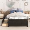 Twin Size Country Platform Bed Frames with 2 Storage Drawers, Modern Simple Platform Bed with Solid Wood Slat, Space Saving for Bedroom Small Living Space Boys Girls Adults Teens (Espresso) view 1
