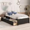 Twin Size Country Platform Bed Frames with 2 Storage Drawers, Modern Simple Platform Bed with Solid Wood Slat, Space Saving for Bedroom Small Living Space Boys Girls Adults Teens (Espresso) view 3
