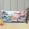 Chinoiserie Pagoda White Coral Blue Asian Pillow Covers 12x24in Farmhouse Linen Cushion Covers Outdoor for Couch Chair Home Decor for Family Friends view 3