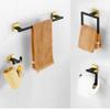 Matte Black Gold Bathroom Accessories Set Wall Towel Holder Roll Paper Holder Towel Ring Robe Hook Stainless Steel Hardware Set,BK,Hook view 3