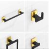 Matte Black Gold Bathroom Accessories Set Wall Towel Holder Roll Paper Holder Towel Ring Robe Hook Stainless Steel Hardware Set,BK,Hook view 4