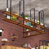 Ceiling Shelf Mounted Floating Suspended Shelving Kitchen Storage Rack Pot Pan Rack Cookware Hanger Flower Stand for Bar Garage Restaurant, Solid Wood and Black Metal Frame ( Size : 130x30x80cm ) view 2