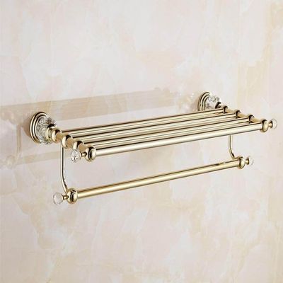 Antique Gold Polished Bathroom Accessories White Crystal Bath Decoration Bathroom Hardware Set Solid Brass Bathroom,60 cm