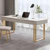 RUNNUP Slate Office Desk with 2 Drawers, Modern Computer Desk, Without Chair 31.5" L x 19.7" W x 29.5" H Gold view 1