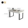 RUNNUP Slate Office Desk with 2 Drawers, Modern Computer Desk, Without Chair 31.5" L x 19.7" W x 29.5" H Gold view 2