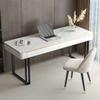 RUNNUP Slate Office Desk with 2 Drawers, Modern Computer Desk, Without Chair 31.5" L x 19.7" W x 29.5" H Gold view 3