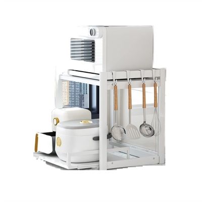 MOOWI Storage Shelf Kitchen Electric Rice Cooker Storage Rack, Pull-Out Multifunctional Household Microwave Oven Pot Rack, Universal Small Storage Rack Storage Shelf Rack (Color : A)