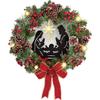 Wnvivi Prelit Nativity Wreath,Christmas Wreath for Front Door,Christmas Wreath with Jesus Silhouette LED Lights,Nativity Scene Wreath Decor(35cm/13.7Inch) view 1