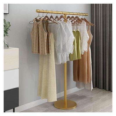 PHLEPS Clothes Rail Garment Rack Metal Clothing Rack With Top Shelf, Garment Rack Boutique Rolling Display Rack Closet Organizer For Hanging Clothes (Color : Gold-B, Size : 80x130cm)