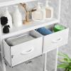 ETELI Over The Toilet Storage Cabinet with Fabric Drawers 3-Tier Over Toilet Bathroom Organizer Behind Toilet Bathroom Shelf Organizer with 4 Hooks Freestanding Bathroom Space Saver White view 2