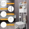 ETELI Over The Toilet Storage Cabinet with Fabric Drawers 3-Tier Over Toilet Bathroom Organizer Behind Toilet Bathroom Shelf Organizer with 4 Hooks Freestanding Bathroom Space Saver White view 3