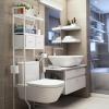 ETELI Over The Toilet Storage Cabinet with Fabric Drawers 3-Tier Over Toilet Bathroom Organizer Behind Toilet Bathroom Shelf Organizer with 4 Hooks Freestanding Bathroom Space Saver White view 4