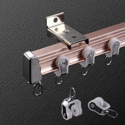 Ceiling Track For Curtains Bendable, Ceiling/Wall Mount Curtain Rail System, Heavy-Duty Curtains Rails Room Divider Curtain Track For Living Room Bedroom Room Divider ( Color : Rose gold , Size : WALL