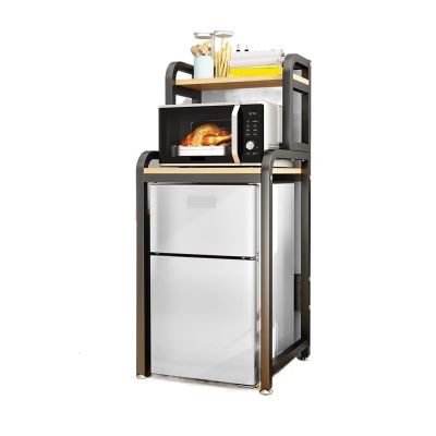 MOOWI Tiered Storage Shelf, Modern Kitchen Refrigerator Rack, Multi-Layer Freezer, Top Space, Microwave Oven, Multifunctional Storage Rack