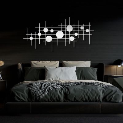 Cadeali Geometric Metal Wall Art, Metal Abstract and Geometric Wall Decor, Minimalist Line Art, Abstract Decor, Modern Decortion for Living Room, Bedroom, Office(Sliver, 29"x14"|76x37cm)