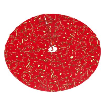 Yssammns Christmas Tree Skirt, Gold Music Notes Music Xmas Plush Tree Skirt Xmas Tree Ornaments for Xmas Holiday Party Decorations 36"